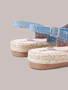 Styleloop Women's Flat Bottom Round Toe Electric Embroidery Flower Hollow Hemp Rope Beach Leisure Holiday Sandals, A Must For Travel, Holiday Wear, Summer Wear - Baby Blue - View 10