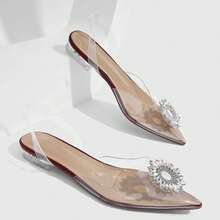 CUCCOO SZL Women's Clear Strap Heeled Sandals With Elegant Rhinestone Embellishment - Scarlet - View 4
