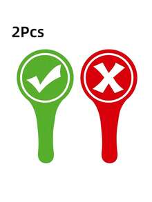 2 Classroom Feedback Handheld Panels, Double-Sided Pvc Material, Positive And Negative/Up/Down/On/Stop/Yes/No Answer Indicators - Teaching Tools For Student Participation And Feedback (1 Design, One Side Red, One Side Green) - multicolor - View 8
