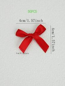 SHEIN 50 piezas Kit de lazos de cinta roja - Decoración para envolver regalos pre-rizada, pasadores para el cabello para bodas y fiestas, suministros de manualidades para todo el año - Rojo - Ver 3