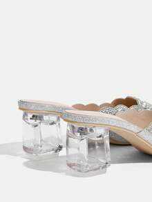 CUCCOO TILAWA Women's Crystal And Glass Rhinestone Pointed Women's High-Heeled Shoes, Suitable For Going Out, Banquets, Parties And Other Activities - Silver - View 10