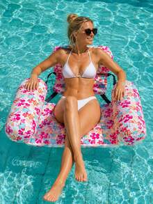 Tumbona inflable portátil y plegable para agua con cubierta de tela, silla flotante para piscina - Multicolor - Ver 6