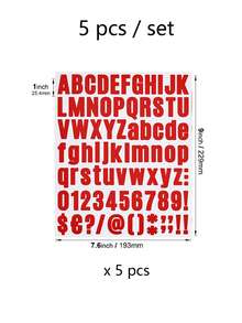 5 Pcs/Set, Letter, Number And Symbol Stickers, Red Bold Font DIY Stickers, Suitable For Use On Diaries, Water Cups, Greeting Cards And Gift Decorations - 5pcs - View 8