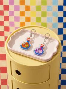Joivida 1/3pcs Cute Pixel Acrylic Potion Bottle Keychain, Mini Game Style Bag Charm Pendant For Backpack, Purse, Keys, Travel, Daily Use & Gift - Multicolor - View 5