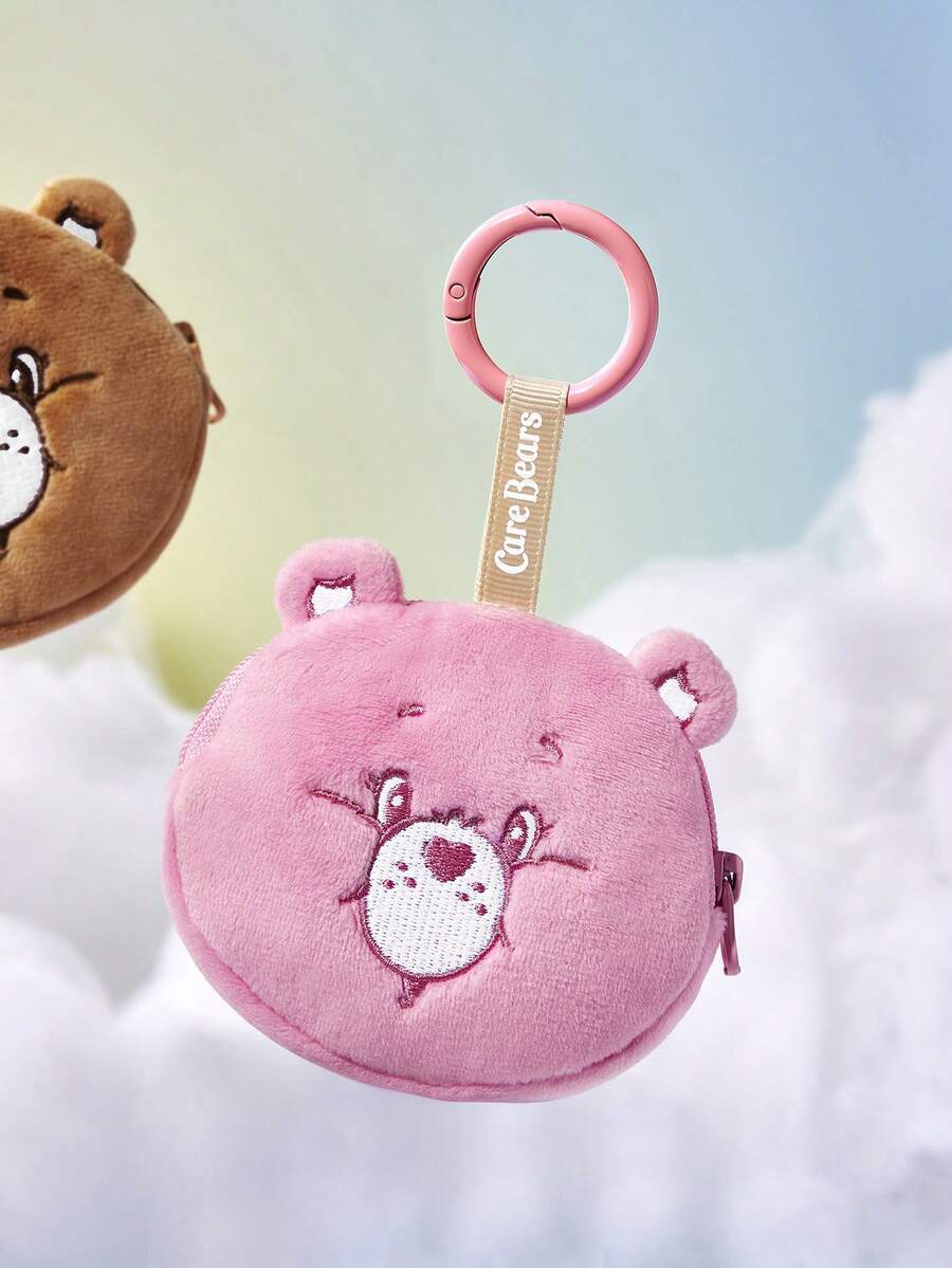 SHEIN X Care Bears 1個可愛卡通零錢包,立體造型,可收納硬幣、卡片、鑰匙等小物,可掛在包包上 - 粉色 - 查看 1