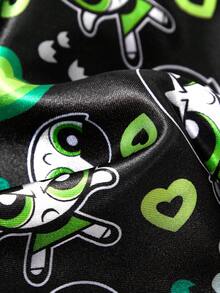 THE POWERPUFF GIRLS X SHEIN 女款連體髮帽頭巾帽 - 黑色 - 查看 8