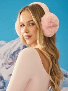 Aralina Women's Winter Fuffy Soft Cute Foldable Earmuffs With Embroidered Logo - Pink - View 6
