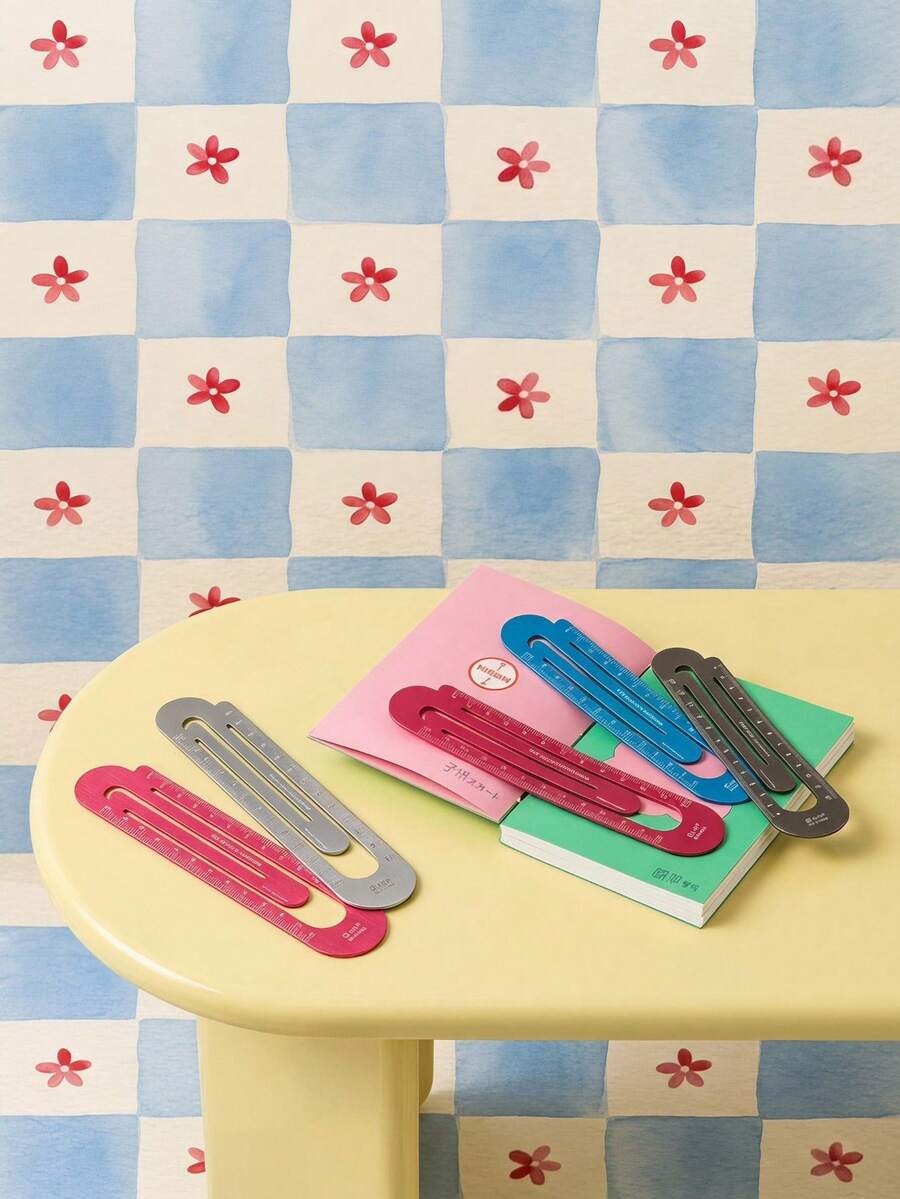 Joivida Multifunctional Aluminum Straight Ruler 12cm Creative Paperclip Dual Use Bookmark Ruler Clear Precise Scale Portable Lightweight Drawing Measuring Tool Durable Smooth Edges Office Daily Learning Drafting Stationery Supplies 4 Colors Optional - multicolor - View 1