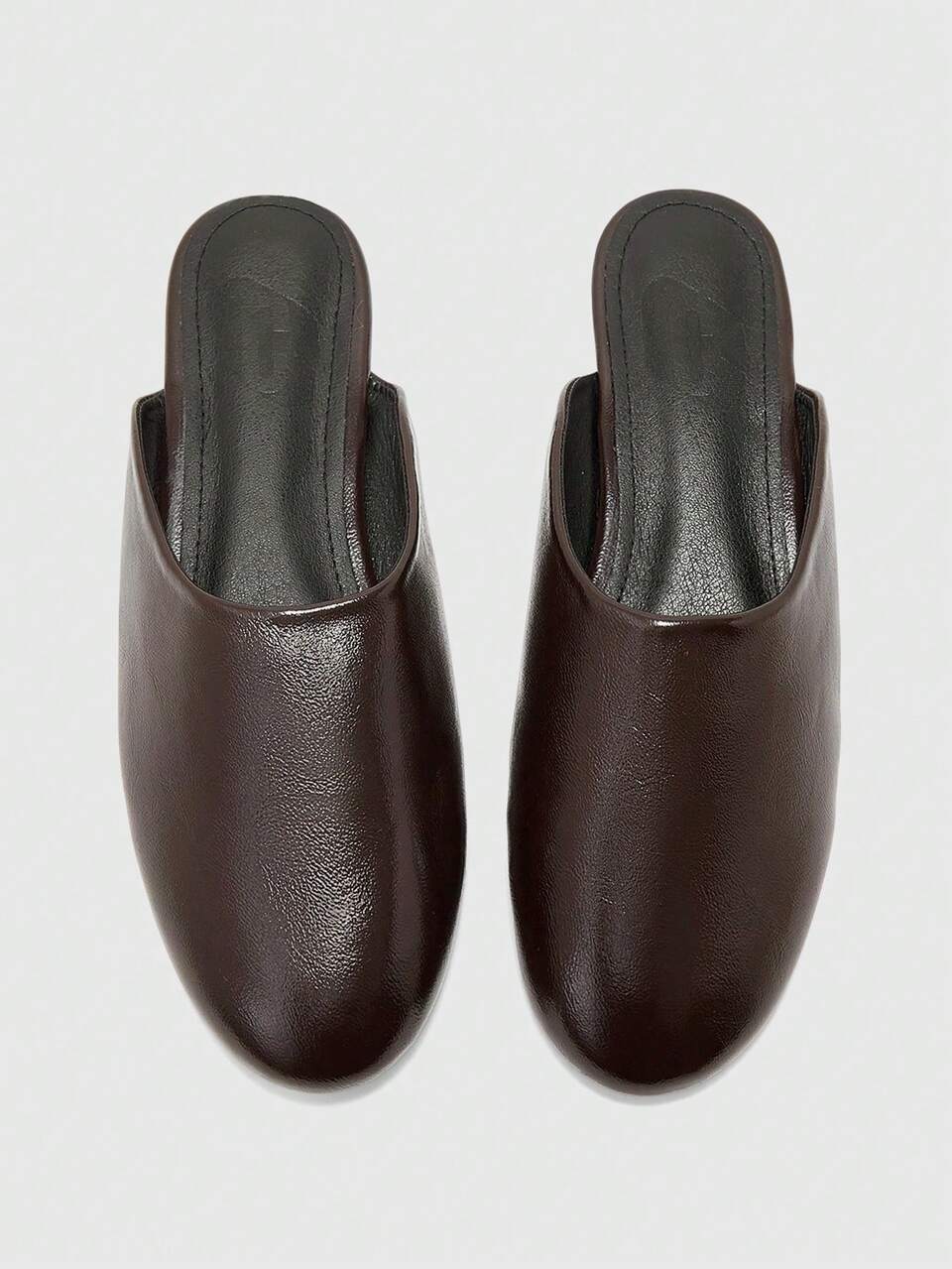 CUCCOO BIZCHIC Niche Minimalist Brown Closed-Toe Half-Slingback Slip-On Soft Sole Slouchy Sandals