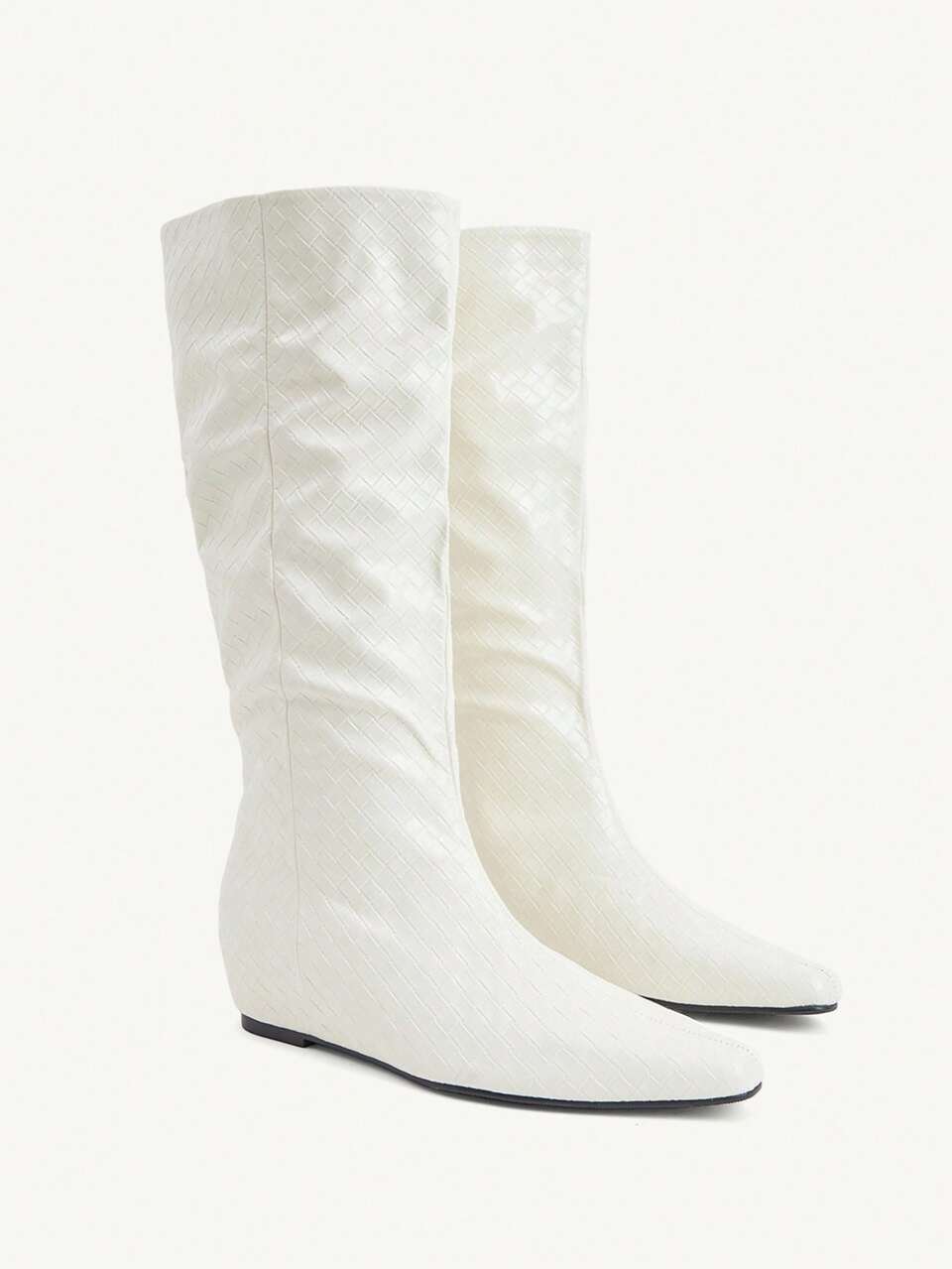 CUCCOO CHICEST Women's Shoes Autumn And Winter Woven High Boots Inner Heightening Retro Boots