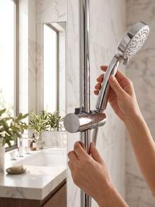 Tatukiko Shower Head Holder, Adjustable Shower Head Holder For Slide Bar, Suitable For Slide Bar Slider Clip Bathroom Replacement Parts, Rotatable Shower Head Holder, Home Bathroom Decor, Autumn Decor Bathroom Accessories - Silver - View 3