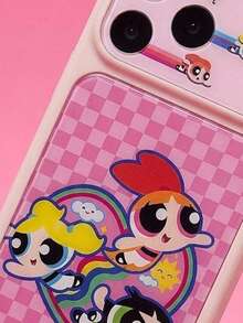 THE POWERPUFF GIRLS X SHEIN Stylish Printed Protective Case Design, Fashionable Phone Case Compatible With Iphone - Multicolor - View 3