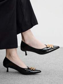 CUCCOO BIZCHIC 女款時尚裝飾高跟尖頭鞋 情人節款 - 黑色PU - 查看 1