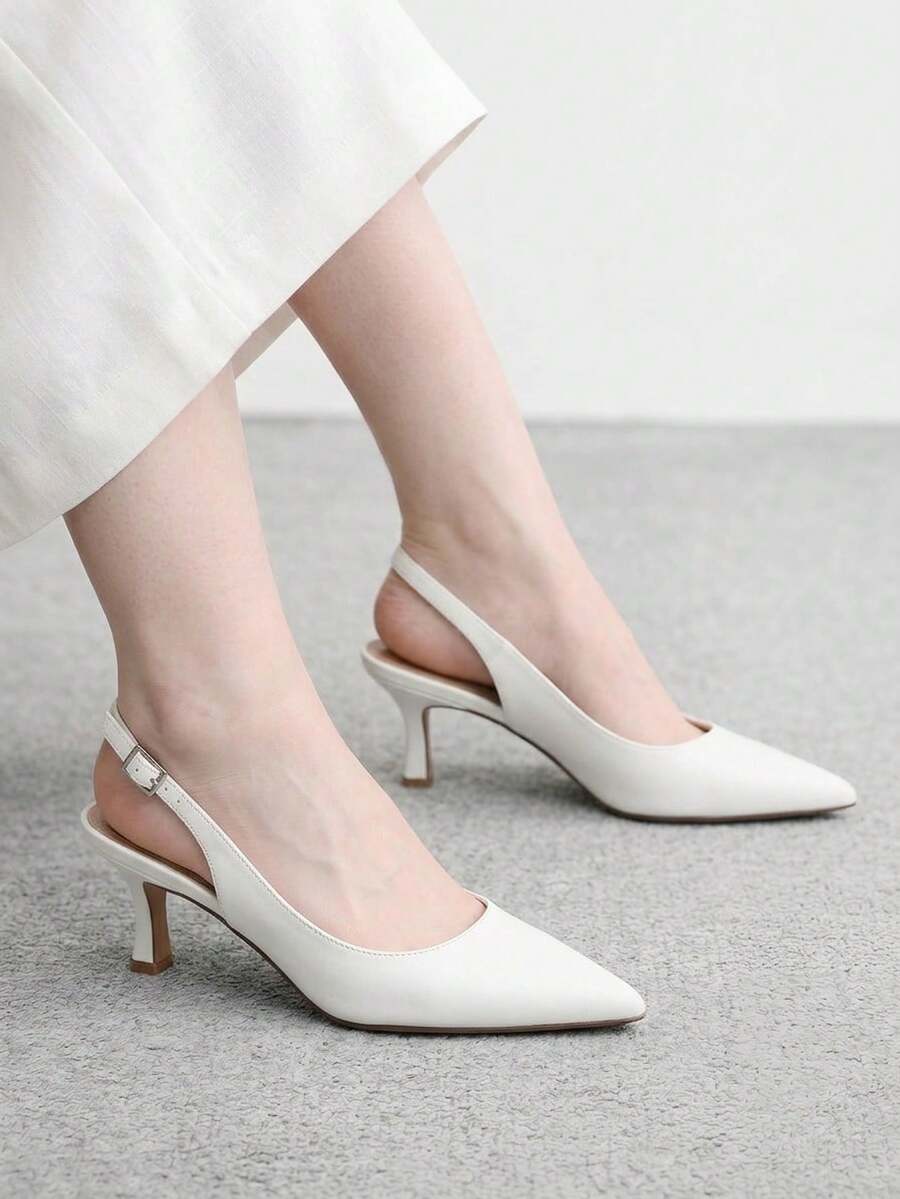 CUCCOO BIZCHIC 女款時尚黑色尖頭細高跟單鞋,適合上班、約會、派對、度假,聖誕春季鞋款 - 純白 - 查看 1