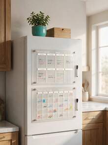 Haus Hana 1Set Magnetic Acrylic Weekly & Monthly Planner Set, Clear Reusable Board With Dry-Erase Surface, Easy To Write & Erase, Ideal For Refrigerator Organization, Scheduling And Home Planning - multicolor - View 4