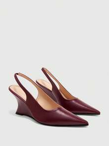 CUCCOO BIZCHIC Exklusiva vinröda slingback-skor för dam med spetsig tå, kilklack och stängd tå, bekväma för pendling - Bourgogne - Visa 6