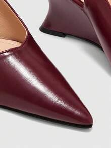 CUCCOO BIZCHIC Exklusiva vinröda slingback-skor för dam med spetsig tå, kilklack och stängd tå, bekväma för pendling - Bourgogne - Visa 7