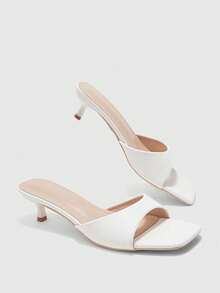 CUCCOO BIZCHIC Women Shoes Spring And Summer New Beige One-Piece Open-Toed Women's High-Heeled Sandals Slippers Simple, Fashionable And Comfortable Versatile Commute - PU white - View 9