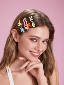 THE POWERPUFF GIRLS X SHEIN 3 buah Jepit Rambut Motif Kartun Lucu, Hadiah, Penjepit Rambut - MultiWarna - View 3