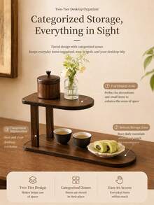 Cup Rack/Storage Rack, Multi-Tiered For Cups, Dining Side Cabinet, Desktop/Tabletop Organizer, Tea Cup/Coffee Cup Organizer. - Walnut - View 11