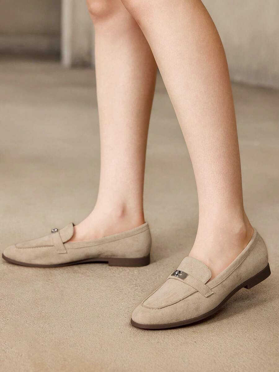 MOTF PREMIUM WOMEN SUEDETTE METAL DECOR FLATS FOR CHRISTMAS SPRING SHOES - Light apricot - View 2