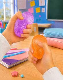 1pc Purple Gumdrop Shape Squishy Stress Relief Ball, 6cm Textured TPR Hand Squeeze Ball With Soft Maltose-Like Filling, Not Edible, For Office Desk, Car, Travel & Home Relaxation - Multicolor - View 1