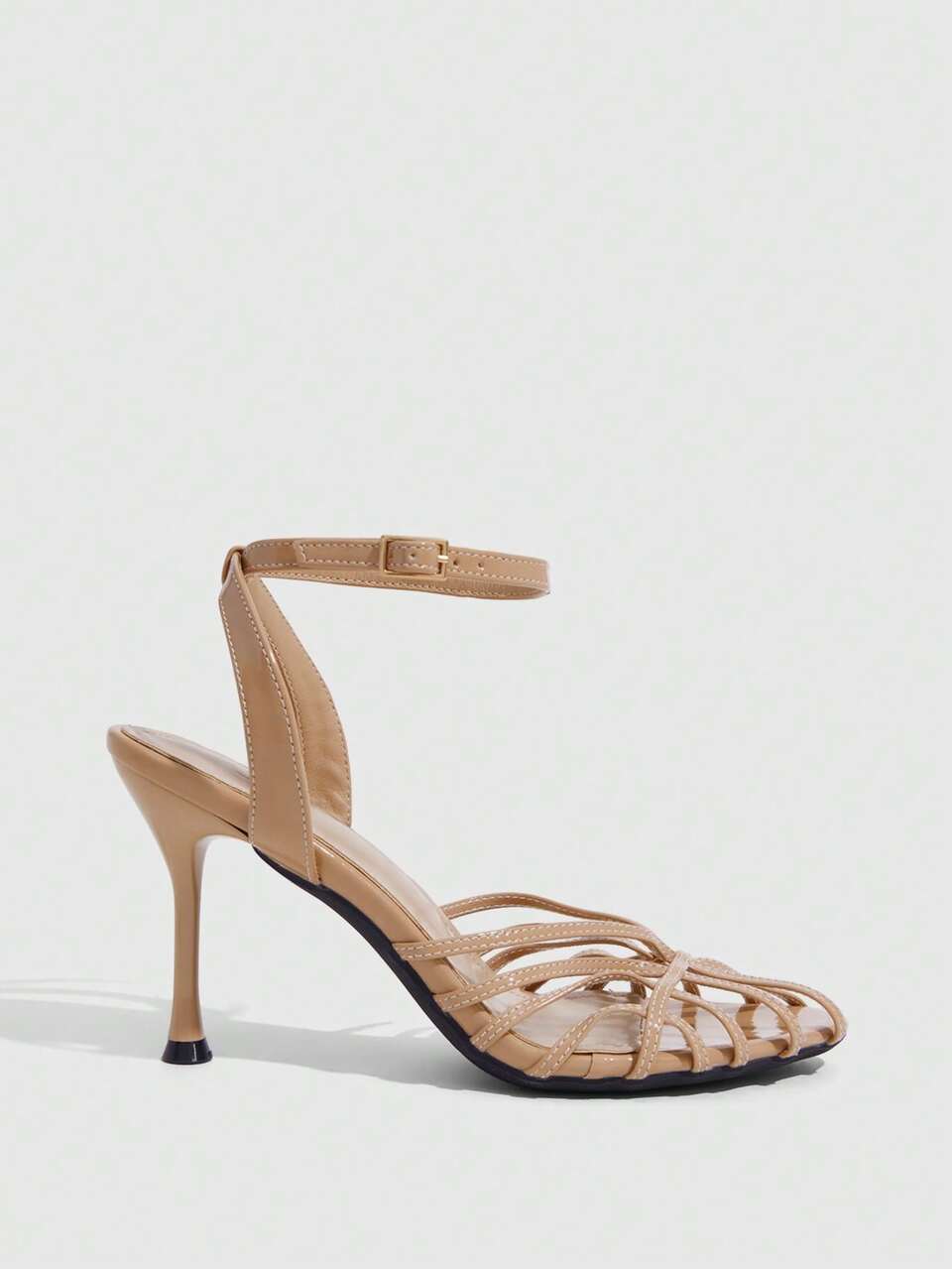 CUCCOO SZL Women Shoes Summer Weave Multi-Ribbon Skinny Heel Sexy Glossy Gold Open-Toed Sandals Dinner Party Summer Shoes