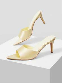 MOTF WOMEN'S FRENCH NEW FASHION OPEN-TOED SEXY STILETTO TIP SANDALS, YELLOW VERSATILE COMFORTABLE FAIRY STYLE ELEGANT SIMPLE SANDALS - Yellow - View 10