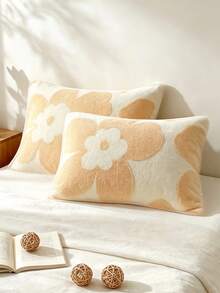 Cirelle 1pc Floral Tufted Pillowcase, Soft Plush Microfiber Pillow Sham With 3D Textured Daisy Flower Pattern, Aesthetic Danish Pastel Bed Pillow Cover (No Insert) - Multicolor - View 1