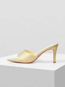 MOTF WOMEN'S FRENCH NEW FASHION OPEN-TOED SEXY STILETTO TIP SANDALS, YELLOW VERSATILE COMFORTABLE FAIRY STYLE ELEGANT SIMPLE SANDALS - Yellow - View 2