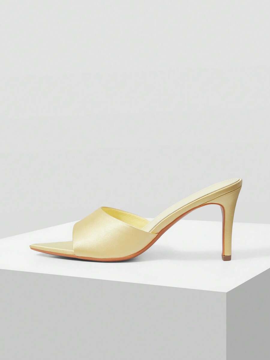 MOTF WOMEN'S FRENCH NEW FASHION OPEN-TOED SEXY STILETTO TIP SANDALS, YELLOW VERSATILE COMFORTABLE FAIRY STYLE ELEGANT SIMPLE SANDALS - Yellow - View 2