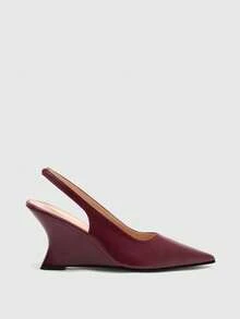 CUCCOO BIZCHIC Exklusiva vinröda slingback-skor för dam med spetsig tå, kilklack och stängd tå, bekväma för pendling - Bourgogne - Visa 2