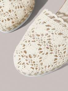 Styleloop Zapatos de plataforma y cuña sin cordones para mujer, punta puntiaguda con decoración de hebilla, adecuados para la temporada de vacaciones, primavera/verano - Malla blanca - Ver 10