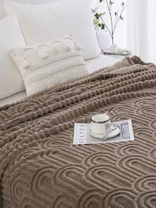 Cirelle Coffee Throw Blanket For Couch, Ultra Soft Plush Jacquard Fleece Blanket With Geometric Arch Pattern, Lightweight Warm Cozy Blanket For Bed, Sofa, Living Room Decor - coffee color - View 7