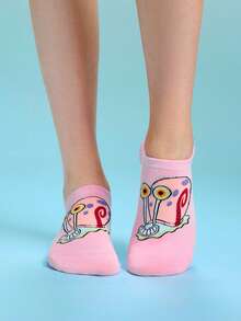 SpongeBob SquarePants | SHEIN 3雙女款透氣柔軟隱形船襪，襪頭與腳跟加強耐磨，四季可穿 - 彩色 - 查看 6
