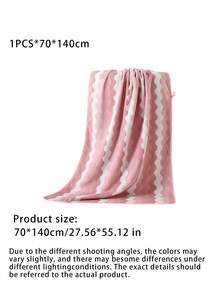 Simple Striped Coral Fleece Towel And Bath Towel. Crafted To Be Soft, Highly Water-Absorbent And Quick-Drying, Ideal For Family Daily Use. - Pink - View 11