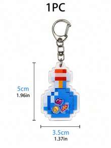 Joivida 1/3pcs Cute Pixel Acrylic Potion Bottle Keychain, Mini Game Style Bag Charm Pendant For Backpack, Purse, Keys, Travel, Daily Use & Gift - Multicolor - View 16