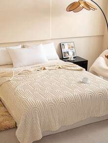 Cirelle Cream Throw Blanket For Couch, Ultra Soft Plush Jacquard Fleece Blanket With Geometric Arch Pattern, Lightweight Warm Cozy Blanket For Bed, Sofa, Living Room Decor - Beige - View 4