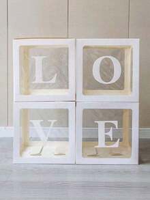 1pc Transparent Letter Balloon Box, Customizable Name Display Case For 1st Birthday Bridal Shower Gender Reveal Party Decor, Reusable Acrylic Gift Box With 30 Letters - Multicolor - View 5