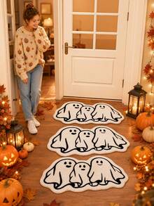 Halloween Imitation Cashmere Doormat, Wear-Resistant Entryway Floor Mat, Easy Care Decorative Rug For Living Room - e - View 7