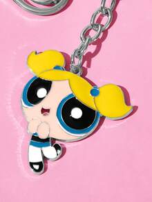 THE POWERPUFF GIRLS X SHEIN Love 金屬鑰匙圈包包吊飾，女孩風吊飾配件禮物 - 彩色 - 查看 3