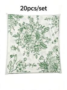 20 Pcs/Set,Blue/Pink/Green, Retro Floral Printed Disposable Napkins. 13*13 Inch Double-Layer Plant Paper Napkins. Suitable For Birthday, Wedding, Tea Party, Hotel Decoration Napkins - Multicolor - View 12