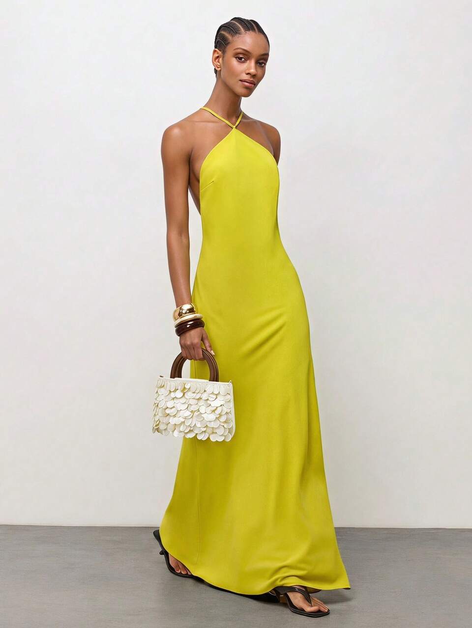 SHEIN Maija Women's Fashionable, Elegant  Simple, Handmade Imitation Shell Decoration, Wooden Arm-In-Arm Handbag, Spring And Summer Vacation, Seaside Beach Party
