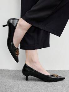 CUCCOO BIZCHIC 女款時尚裝飾高跟尖頭鞋 情人節款 - 黑色PU - 查看 3