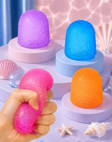 1pc Pink Gumdrop Shape Squishy Stress Relief Ball, 6cm Textured TPR Hand Squeeze Ball With Soft Maltose-Like Filling, Not Edible, For Office Desk, Car, Travel & Home Relaxation - Multicolor - View 3