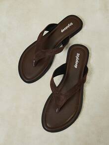 Styleloop Ladies, Thong Summer Style, Flat Sandals - Rust Brown - View 5