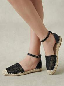 Styleloop Ladies, Cross Rubber Band, Casual Style, Decoration, Hemp Rope Flat Shoes - Graphite Black - View 4