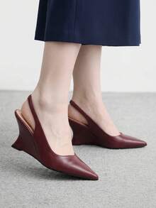 CUCCOO BIZCHIC Exklusiva vinröda slingback-skor för dam med spetsig tå, kilklack och stängd tå, bekväma för pendling - Bourgogne - Visa 4