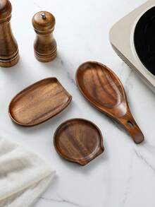 1pc Rosewood Spoon Rest For Kitchen Countertop Heat Resistant Utensil Holder Rack For Spatula Ladle Cooking Tools Home Decor Scandinavian Style Must Haves Christmas Stocking Stuffers Gift Idea - Brown - View 6