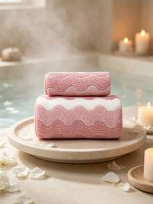 Simple Striped Coral Fleece Towel And Bath Towel. Crafted To Be Soft, Highly Water-Absorbent And Quick-Drying, Ideal For Family Daily Use. - Pink - View 8